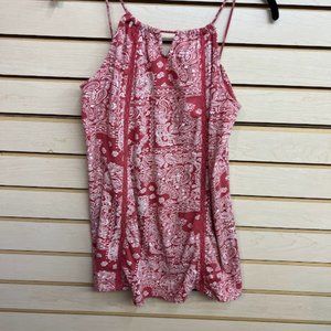 Red and White Paisley Tank Top